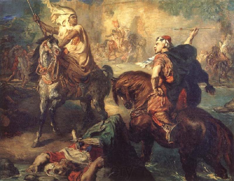 Theodore Chasseriau Arab Chiefs Challenging Each other to Single Combat Spain oil painting art